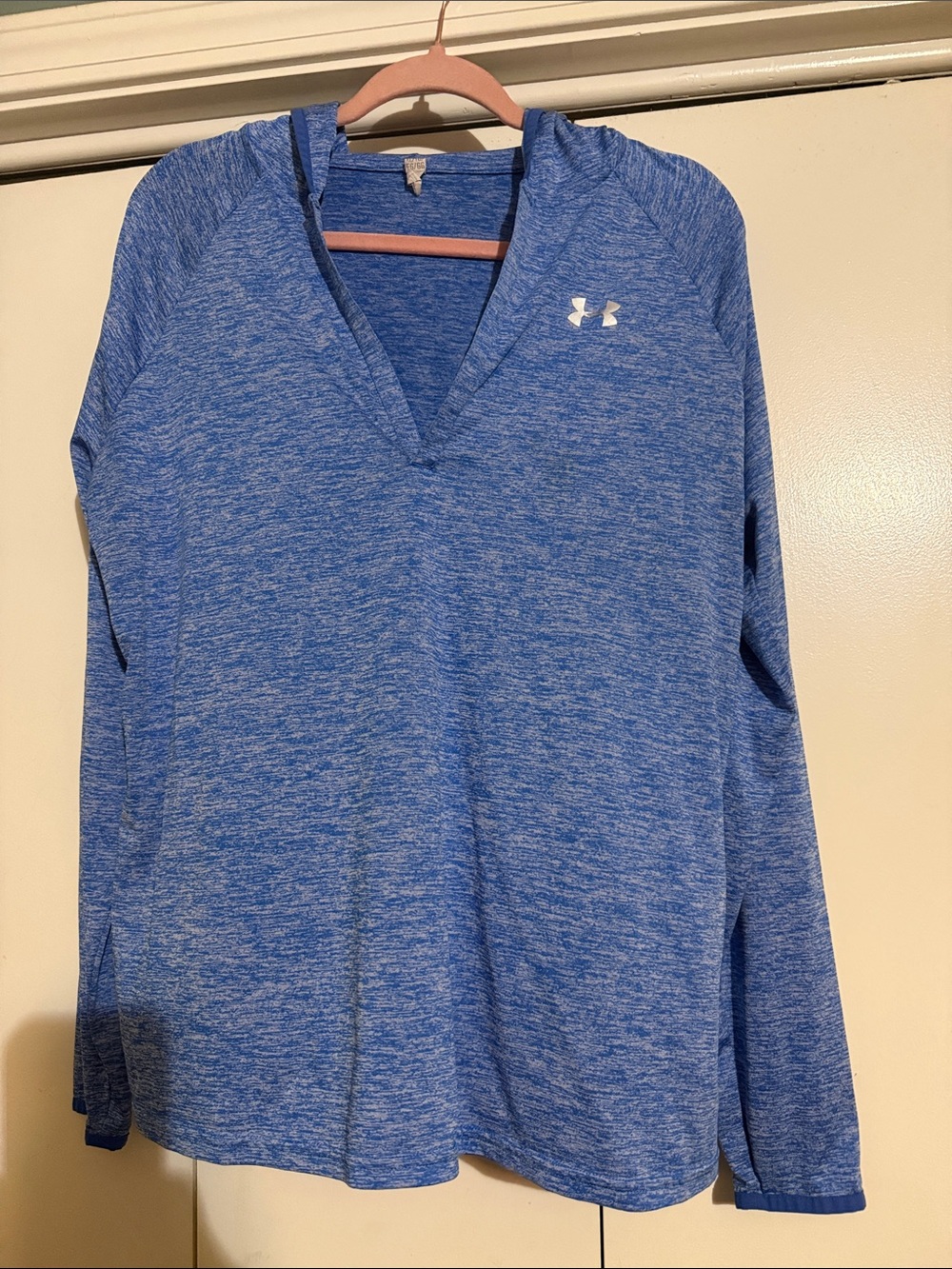Under Armour Women's Heathered Blue Hooded V-Neck Pullover